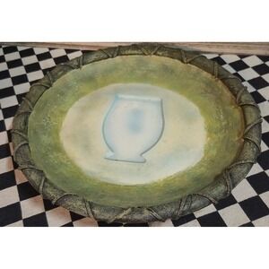 WMG 2003 Decorative Resin Bowl Rustic Green Cream Urn Silhouette 12
